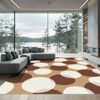 Brown Cream Large Circles Pattern Rug