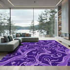 Purple Floral Flowing Vine Abstract Rug