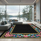Vibrant Floral Border Trim Rug