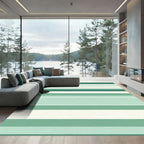 Modern Teal Mint Striped Rug