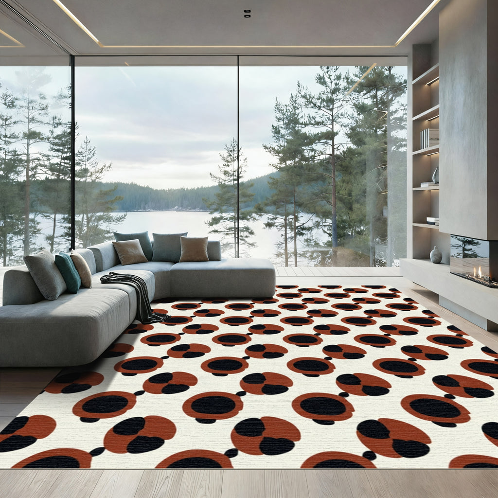 Brown and Black Dot Chain Rug