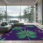 Deep Purple Jungle Palm Leaves Rug