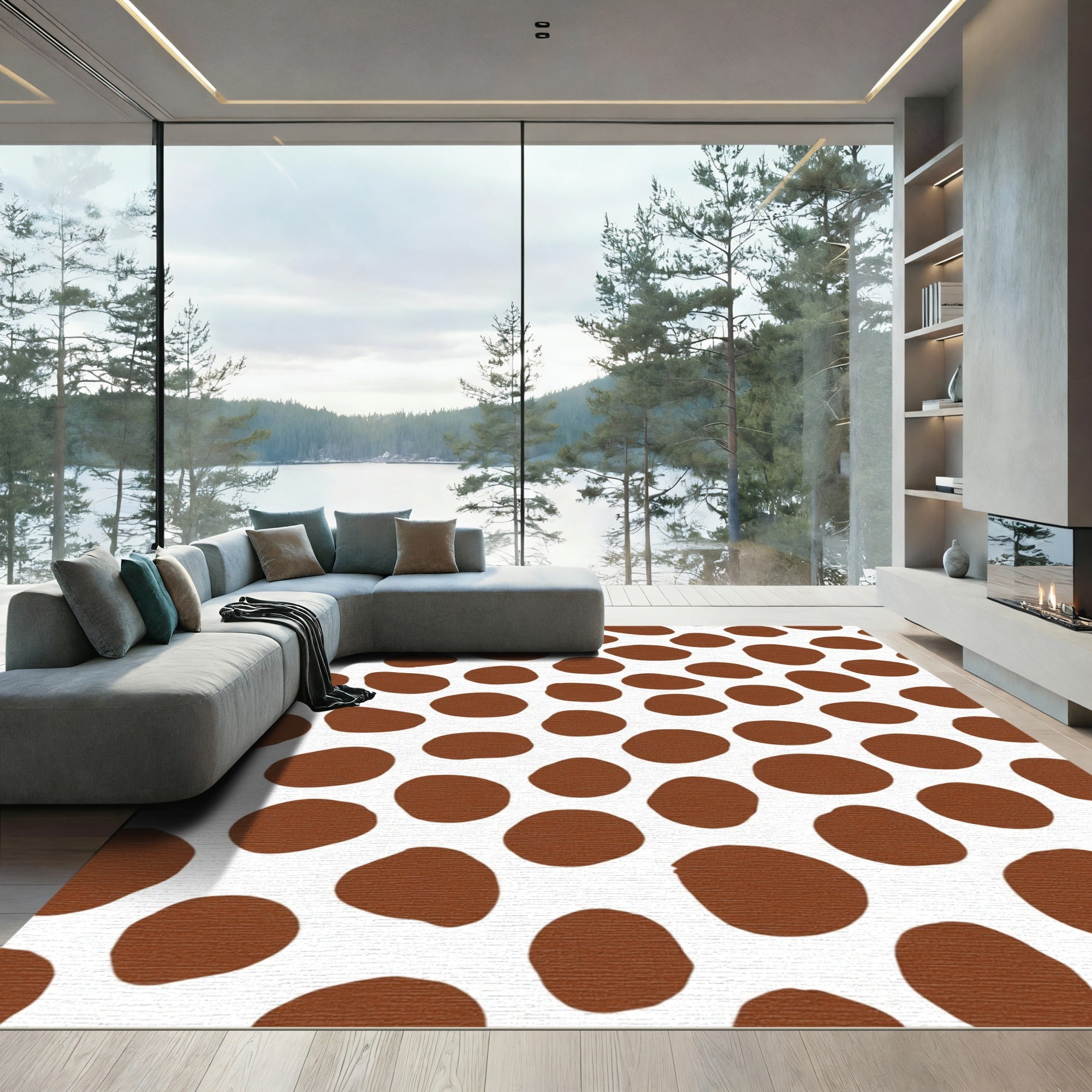Deep Brown Spotty Contemporary Rug