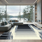 Monochromatic Abstract Waterfall Stripes Rug
