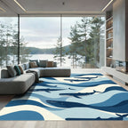 Whales In Blue Ocean Waves Rug