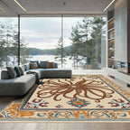 Brown Octopus Nautical Motif Rug