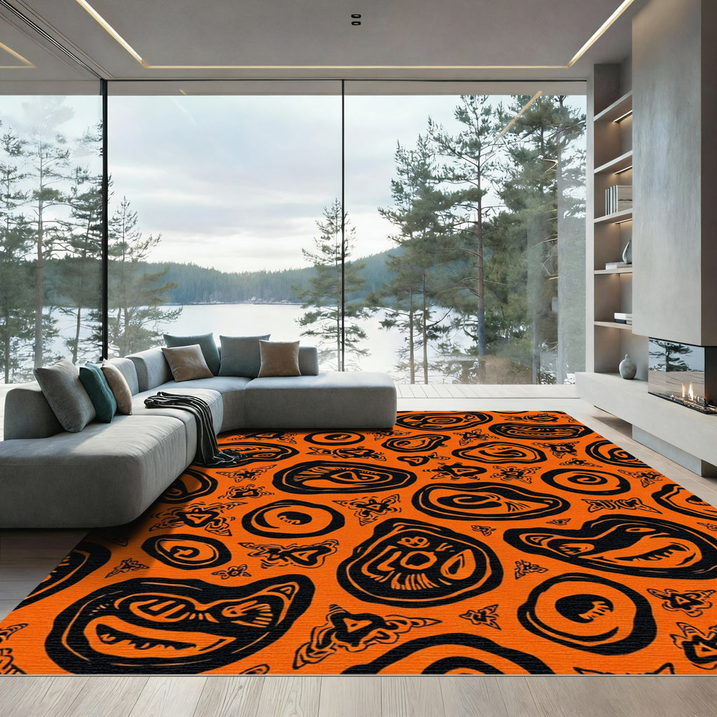 Orange Abstract Organic Shape Collection Rug