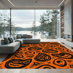 Orange Abstract Organic Shape Collection Rug