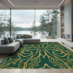 Emerald Golden Flourish Medallion Rug