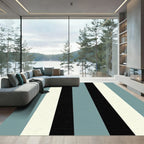 Gray Black Cream Stripe Rug