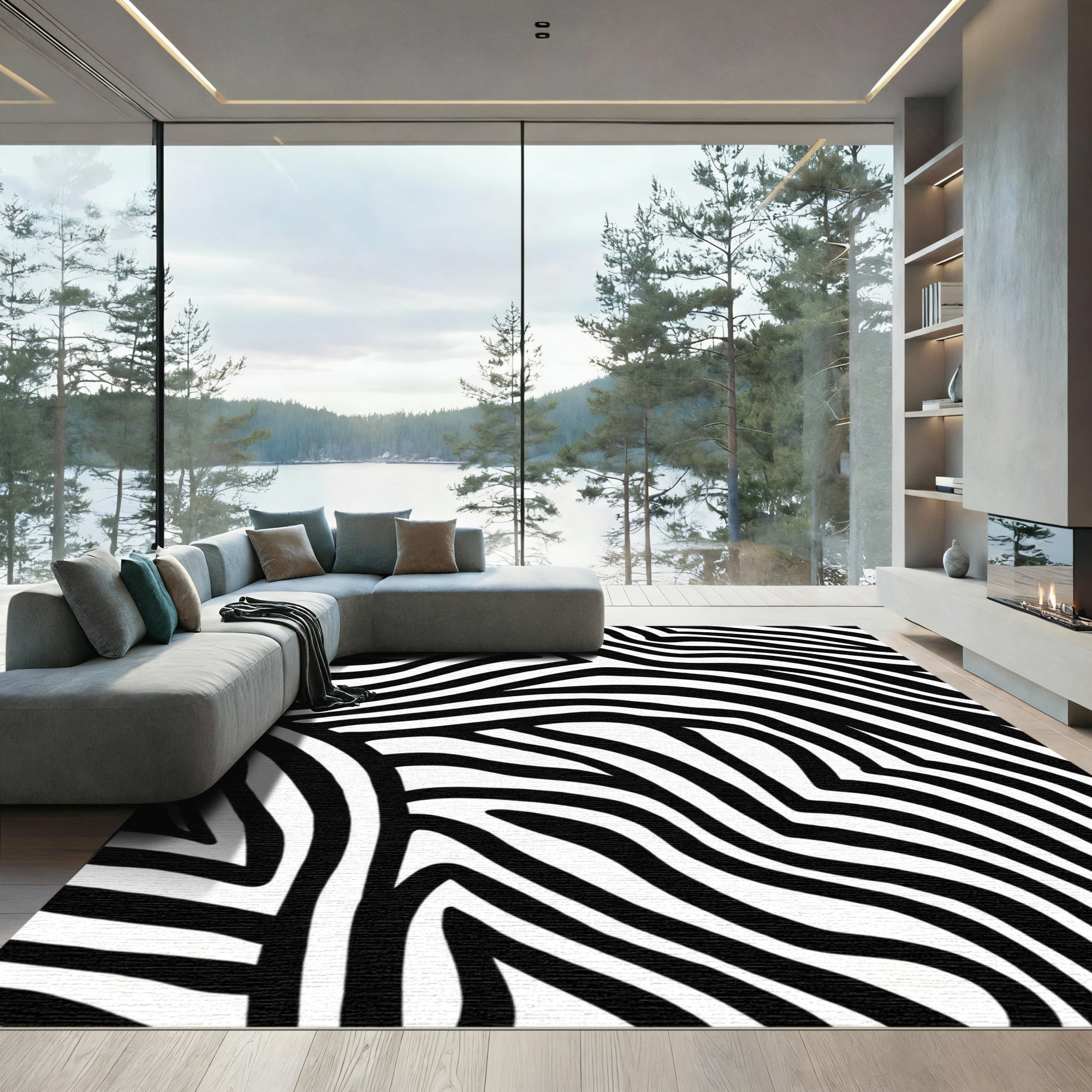 Classic Black White Zebra Stripes Rug