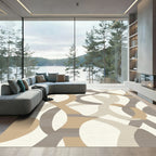 Earthy Neutral Interlocking Abstract Shapes Rug