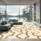 Earthy Tan Wavy Stripe Rug