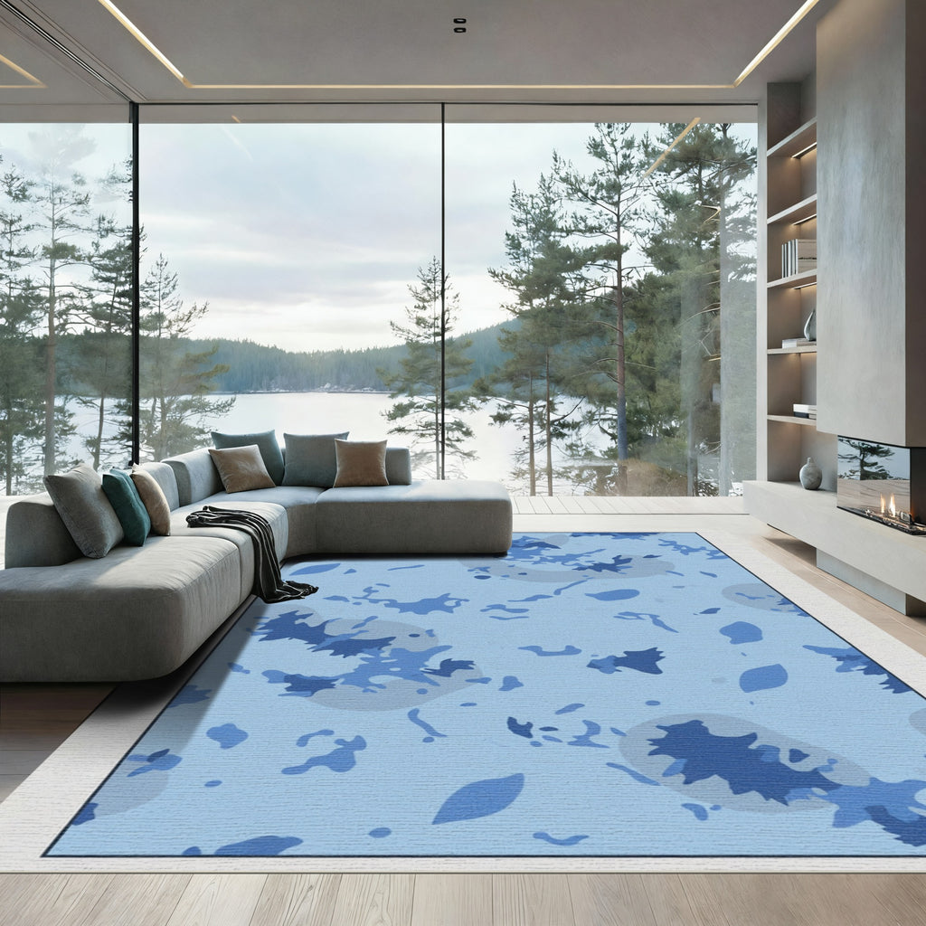 Ocean Blue Abstract Splash Rug