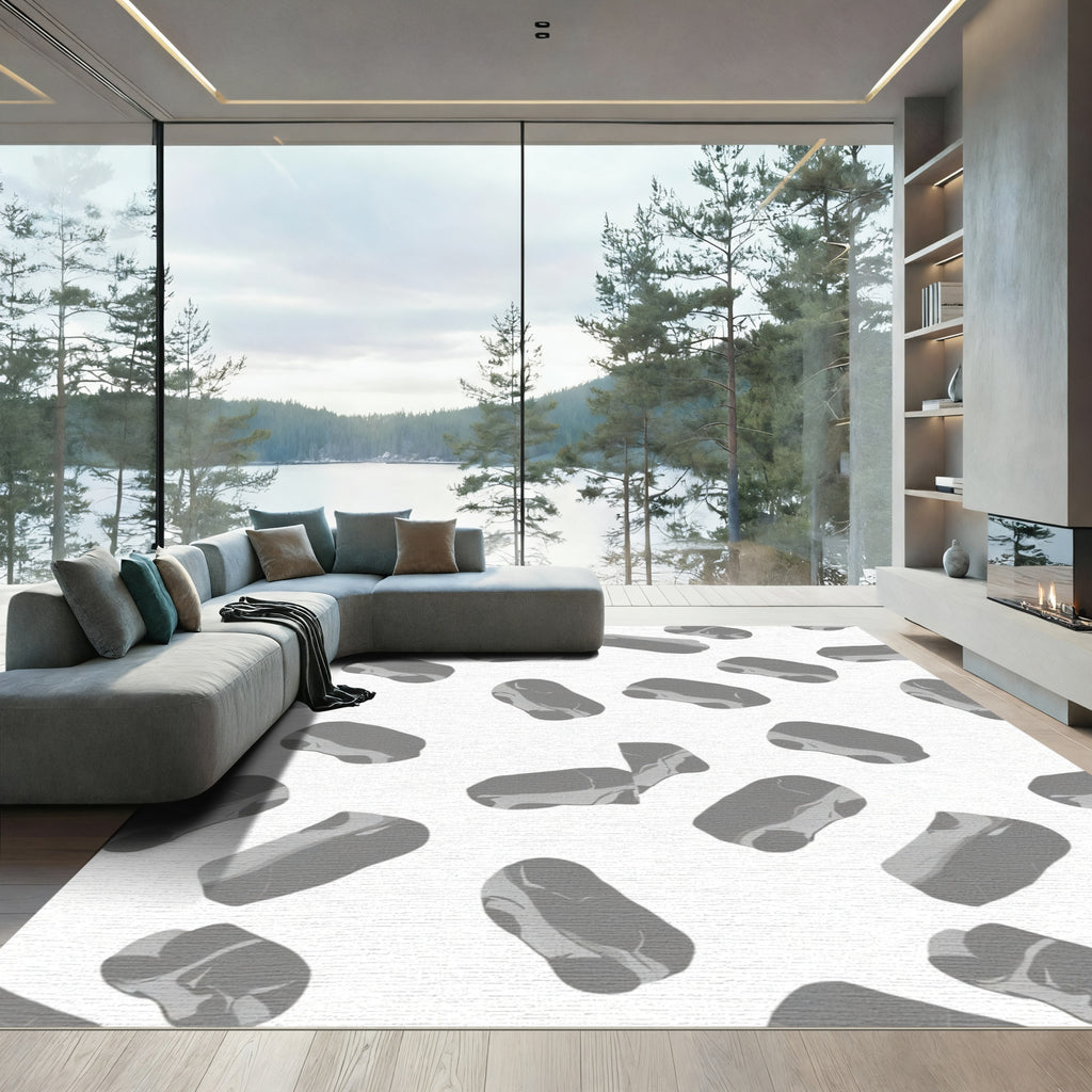 Gray Marbled Stone Abstract Rug