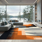 Urban Orange Gray Geometric Blocks Rug