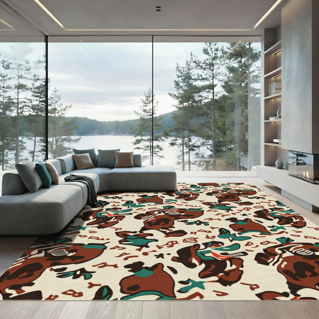 Retro Abstract Woodland Creature Rug