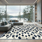 Deep Blue Diamond Lattice Rug
