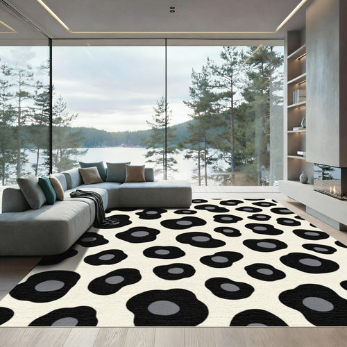 Black Cream Spots Animal Rug