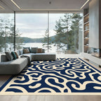 Navy Abstract Swirl Organic Rug