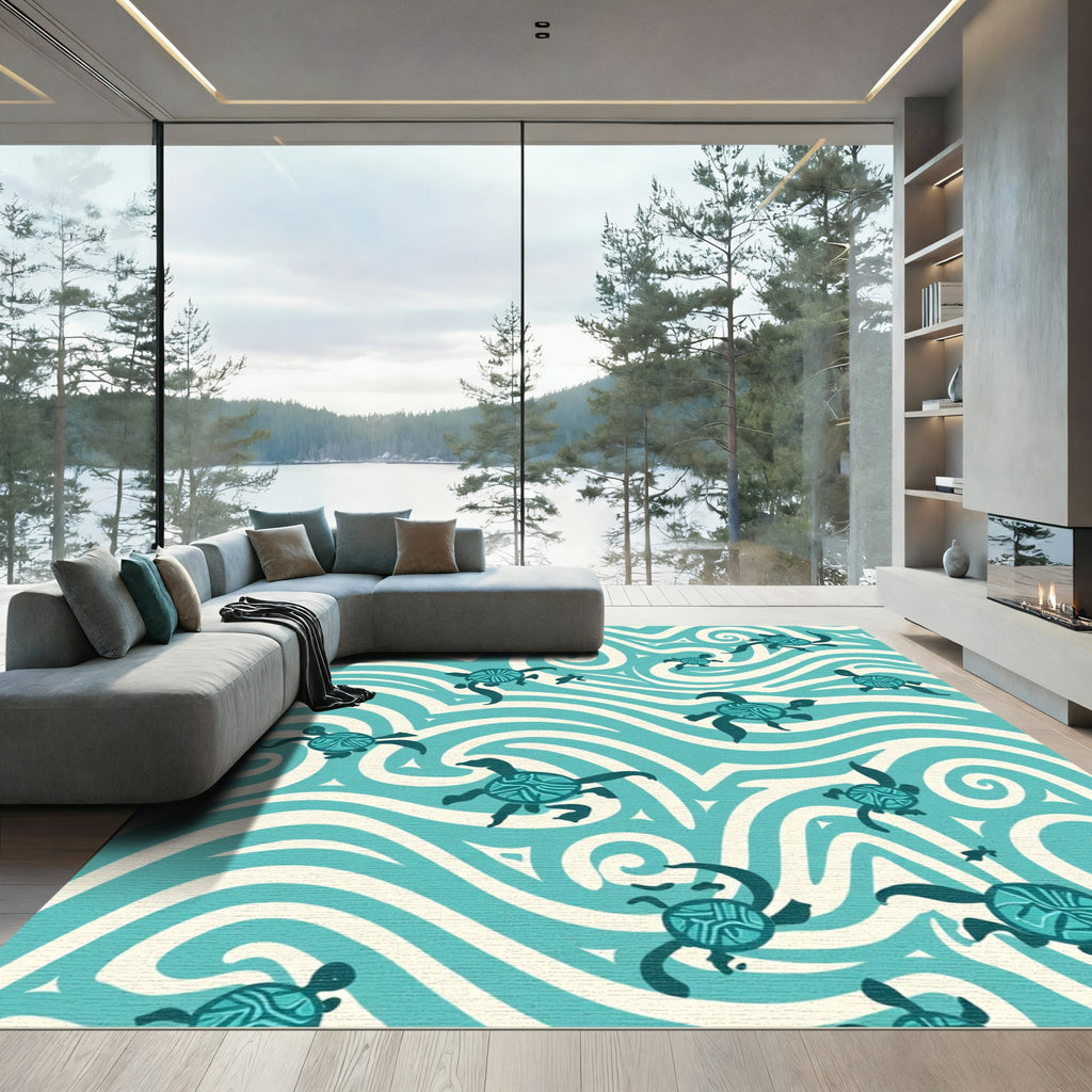 Turquoise Turtle Wave Movement Rug
