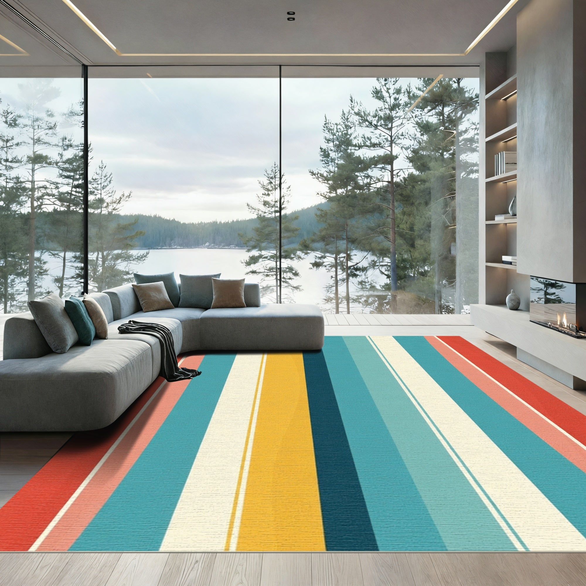 Retro Stripe Sunburst Rug