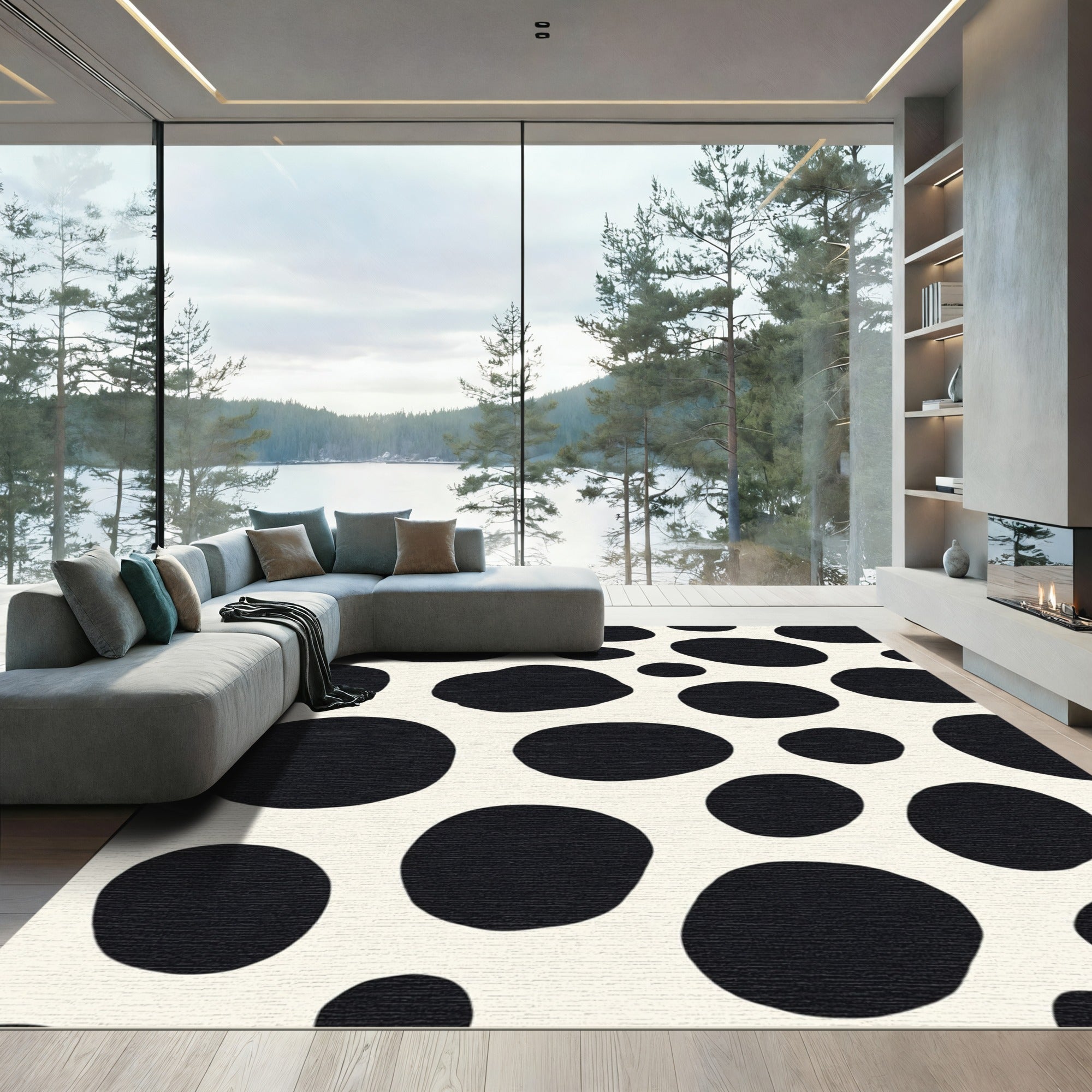 Black And White Irregular Spots Rug