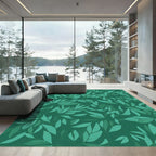 Emerald Green Leafy Branch Landscape Rug
