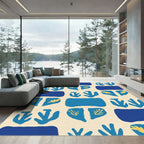 Blue Yellow Bold Organic Shapes Rug