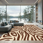 Cream Brown Animal Print Swirls Rug