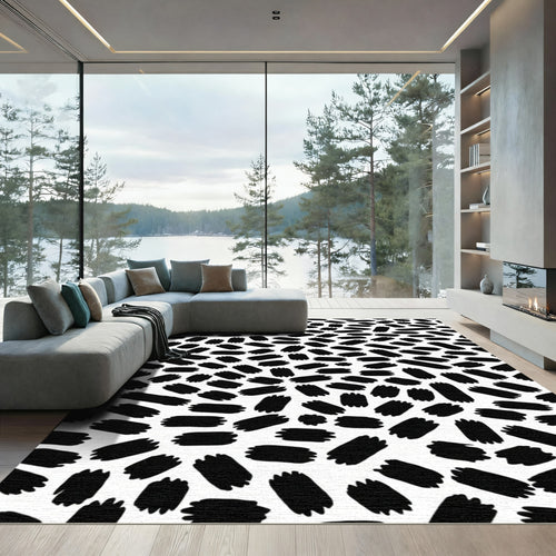 Bold Black Brushstroke Scatter Rug