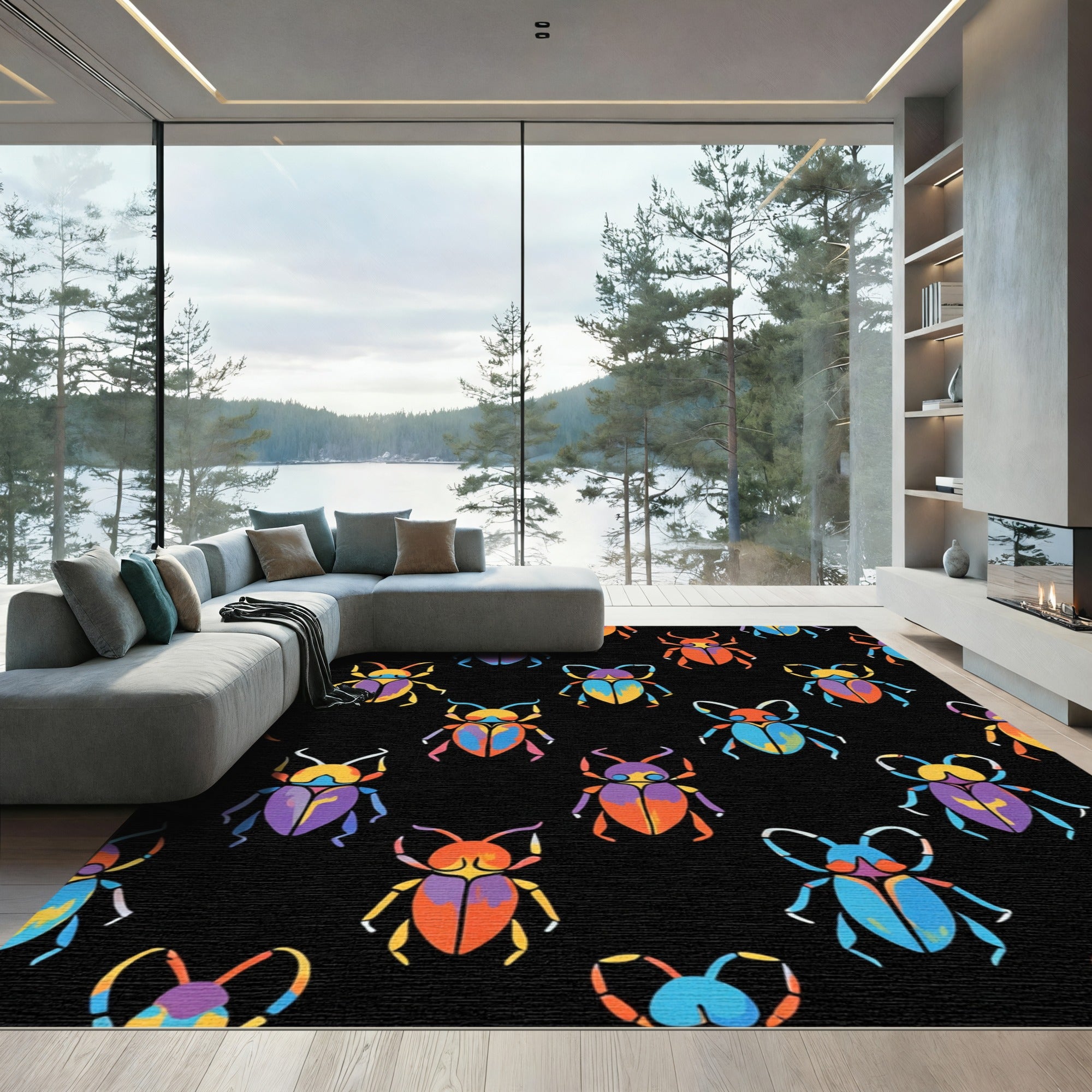 Vibrant Colorful Beetle Repeat Rug