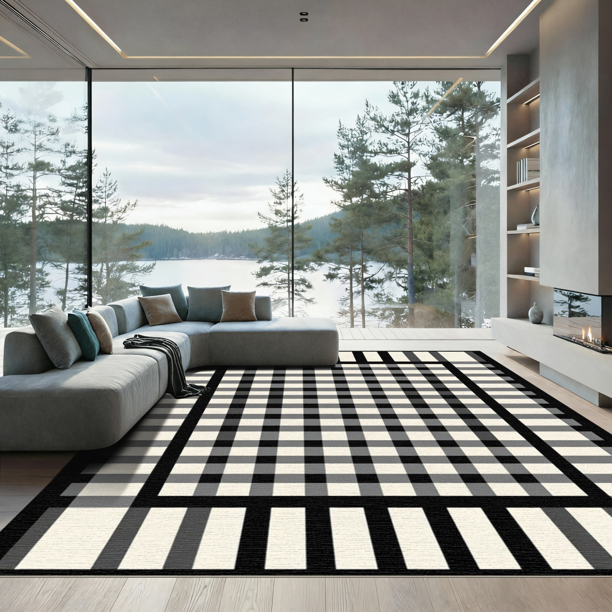 Tavern Checked Square Blanket Rug