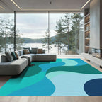 Aqua Teal Wave Abstract Rug