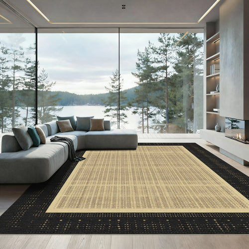 Black Gradient Grid Textured Rug