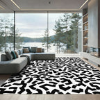 Monochromatic Abstract Jigsaw Shapes Rug