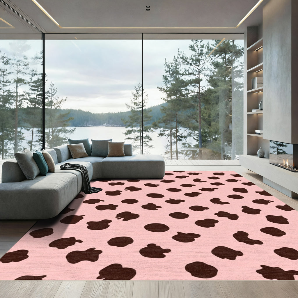 Pink Brown Spotty Scatter Rug