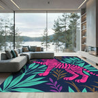 Vibrant Pink Tiger Tropical Jungle Rug