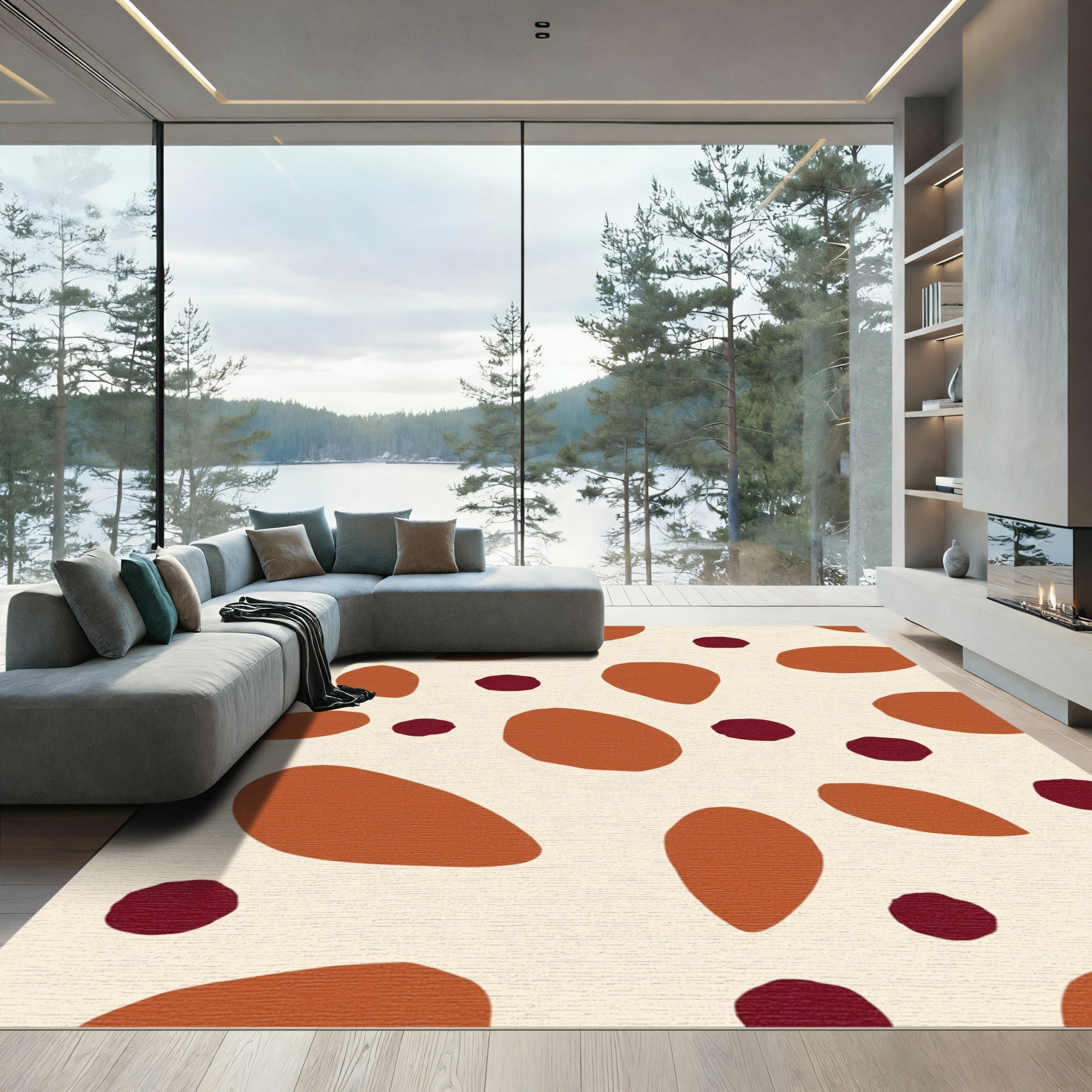 Terra Cotta Speckled Organic Shapes Rug