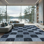 Modern Navy Star Block Rug