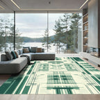 Teal Geometric Stripe Symmetry Rug