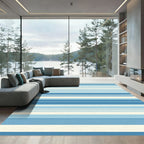 Cool Blue Toned Striped Rug