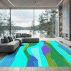 Vibrant Abstract Vertical Splashes Rug