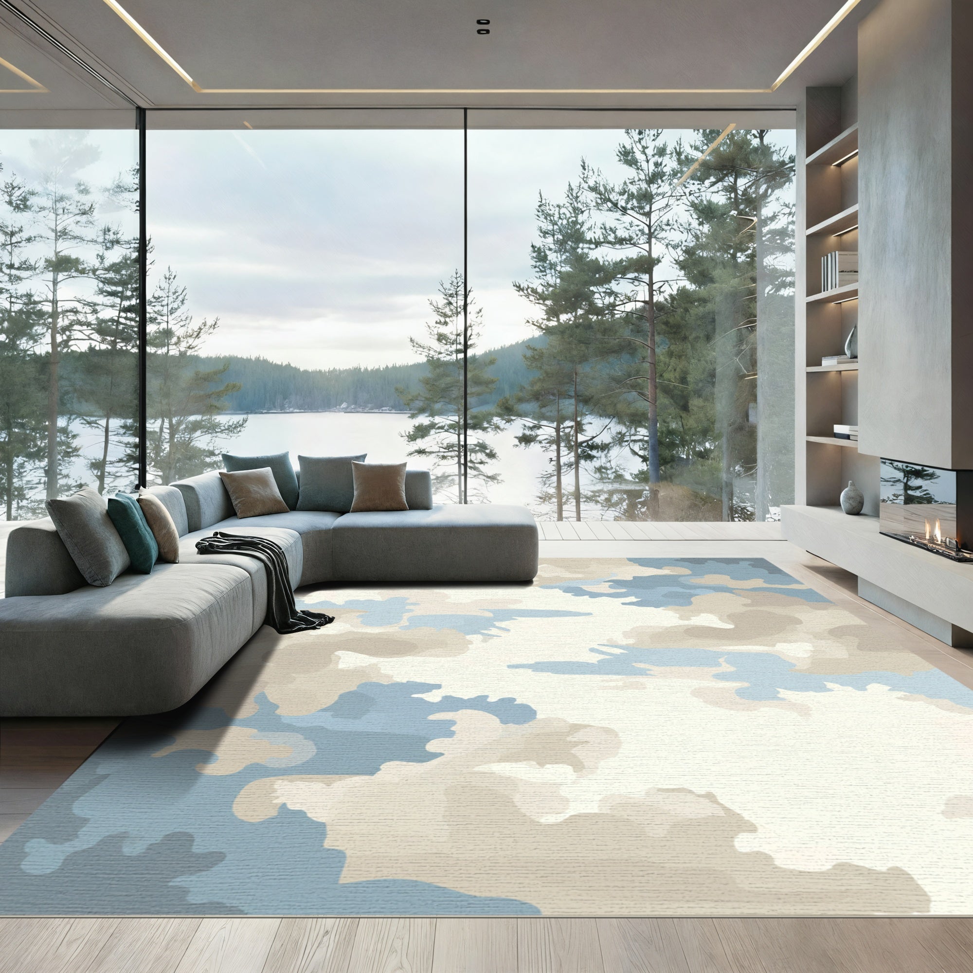 Pastel Sky Cloud Abstract Art Rug