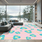 Pink Aqua Floral Garden Vine Rug