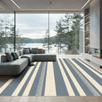 Gray Beige Wide Stripe Detail Rug
