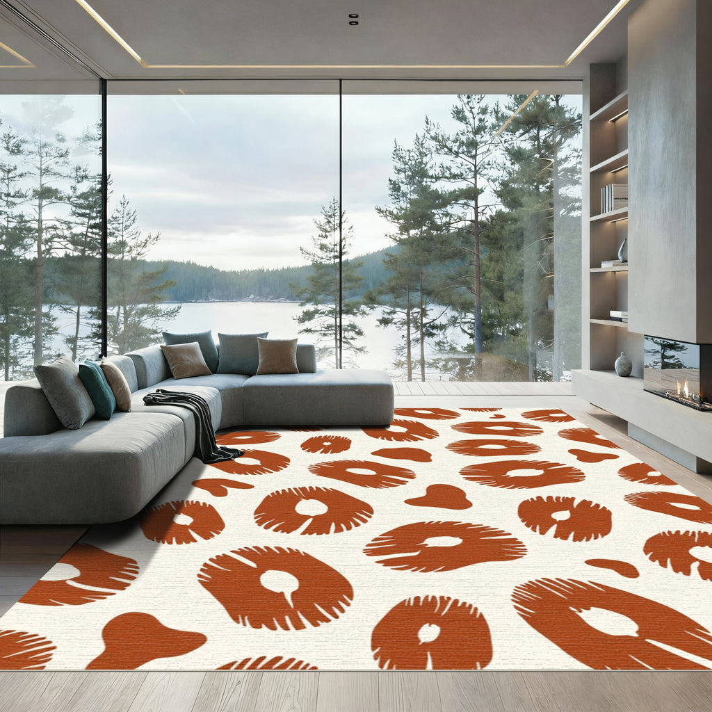 Terracotta Abstract Organic Spot Rug