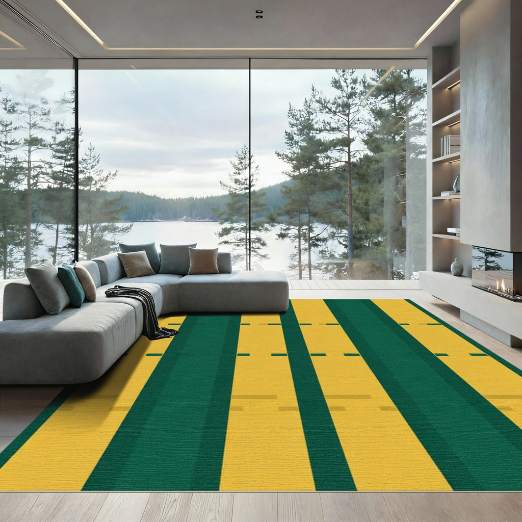 Golden Green Striped Dash Rug