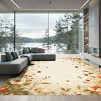 Whimsical Floral Garden Bees Ladybugs Rug