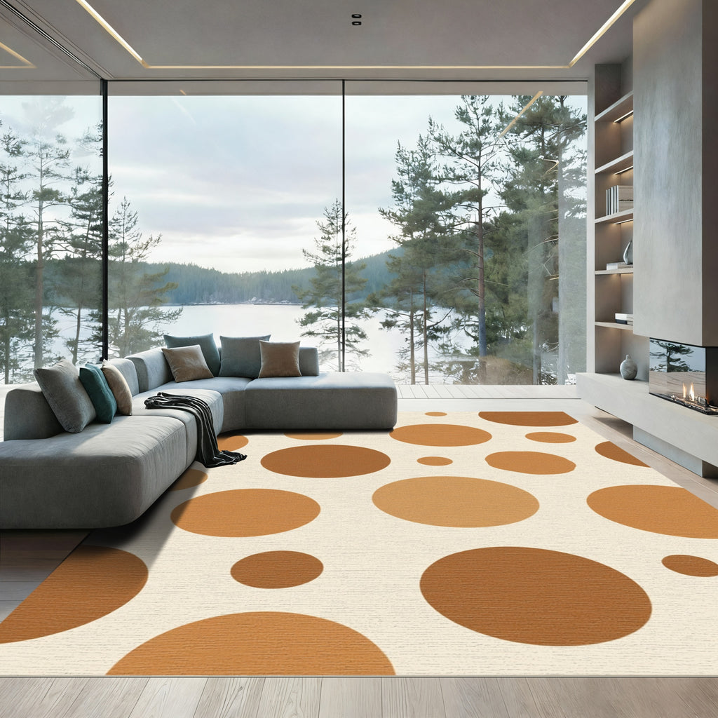 Earthy Tones Polka Dot Pattern Rug